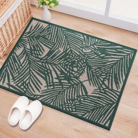 World Rug Gallery Contemporary Palm Leaf Textured Flat Weave Indoor/Outdoor Area Rug 2' x 3' Green 118GREEN2X3